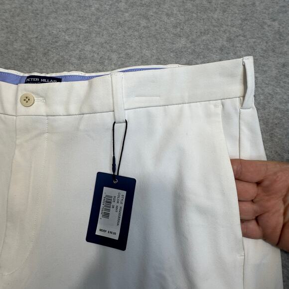 Peter Millar Performance Chino Short Mens 38 White Stretch Straight Leg Pockets - Picture 6 of 10